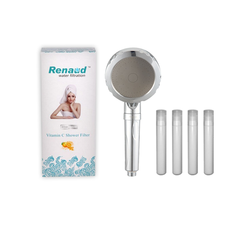 Vitamin C Shower Head + 4 pc Replacement Filter Set