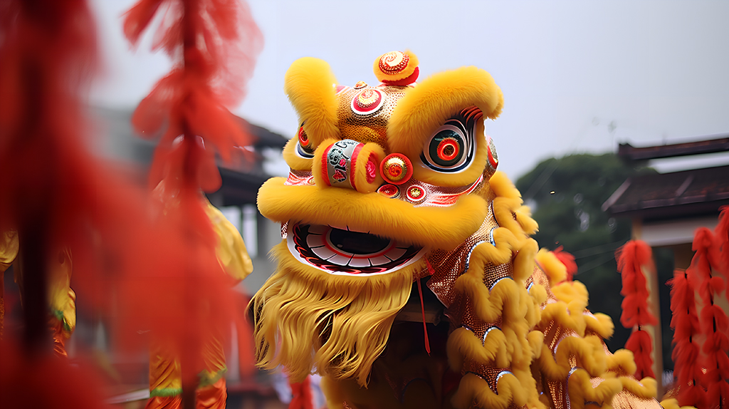 2024年龙年新春中国传统舞狮图片