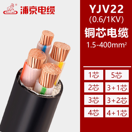 YJV22 铜芯交联聚乙烯绝缘钢带铠装聚氯乙烯护套电力电缆