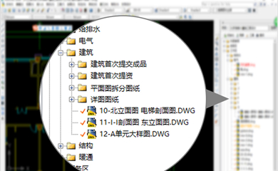 以设计过程管理为主线，以设计项目作为对象，解决了项目管理、协同工作、资源共享的问题，保证了设计质量，提升了专业配合。通过标准图框、图纸目录、图纸拆分、二维码、出图、图纸对比、审图意见自动提取等便利了设计和审核人员使用，提高了效率。