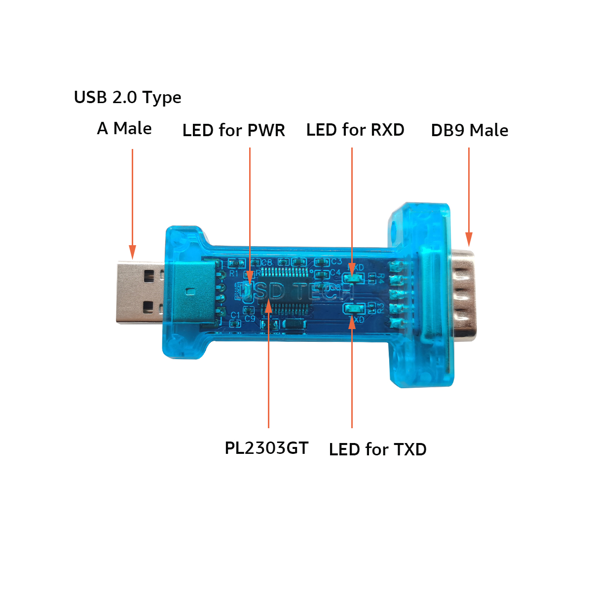 SH-S10B USB to DB9 RS232 Adapter