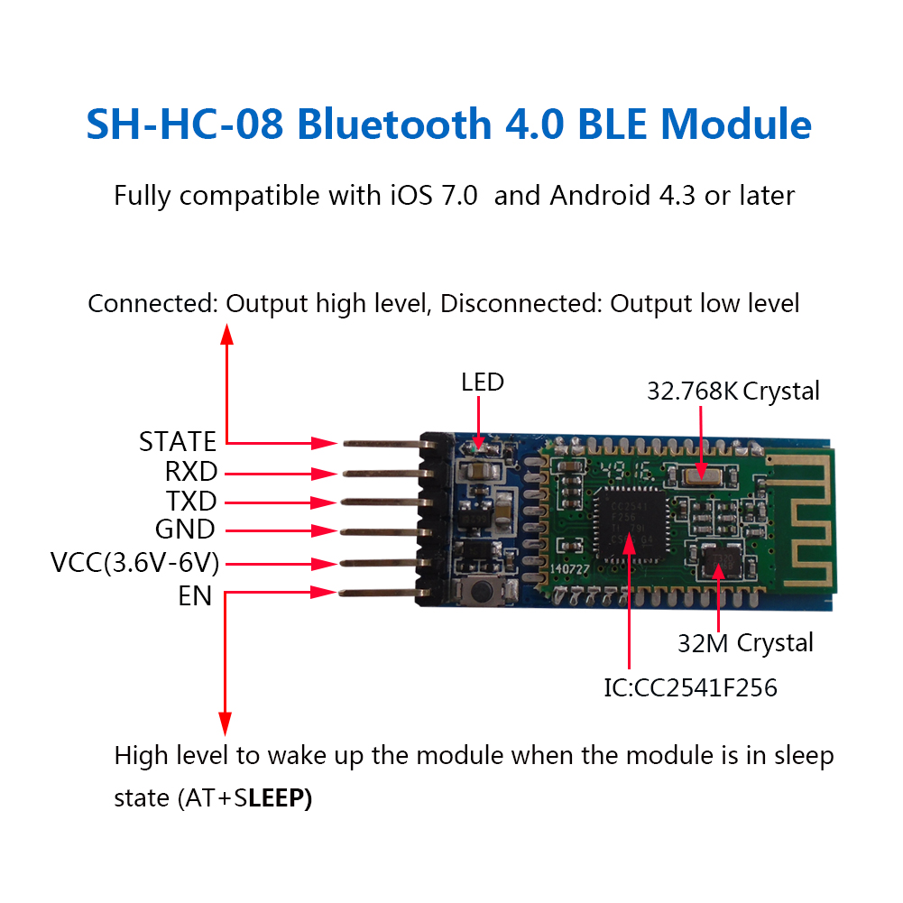 SH-HC-08 Bluetooth Module with 6PIN Base Board
