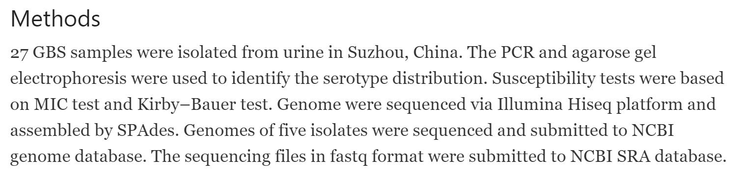 The draft genomes and investigation of serotype distribution, antimicrobial resistance of group B Streptococcus strains ...