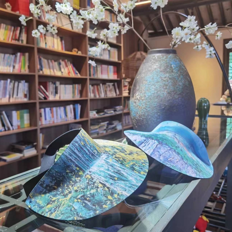 百丈漈瀑布景区写生油画衍生品夏季遮阳半帽子防紫外线空顶帽
