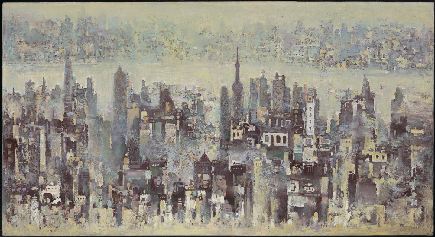 著名画家刘伟光老师作品：上海滩油画系列-《都市礼赞》原作