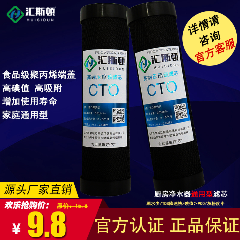 汇斯顿牌10寸家用高端压缩碳CTO净水滤芯