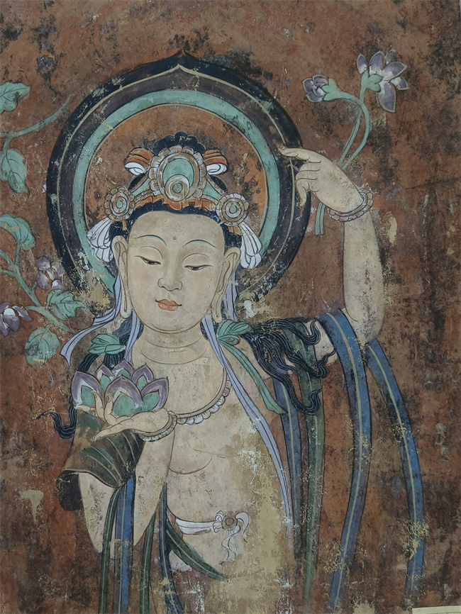 莫高窟初唐57窟·持花菩萨- 敦煌书画院