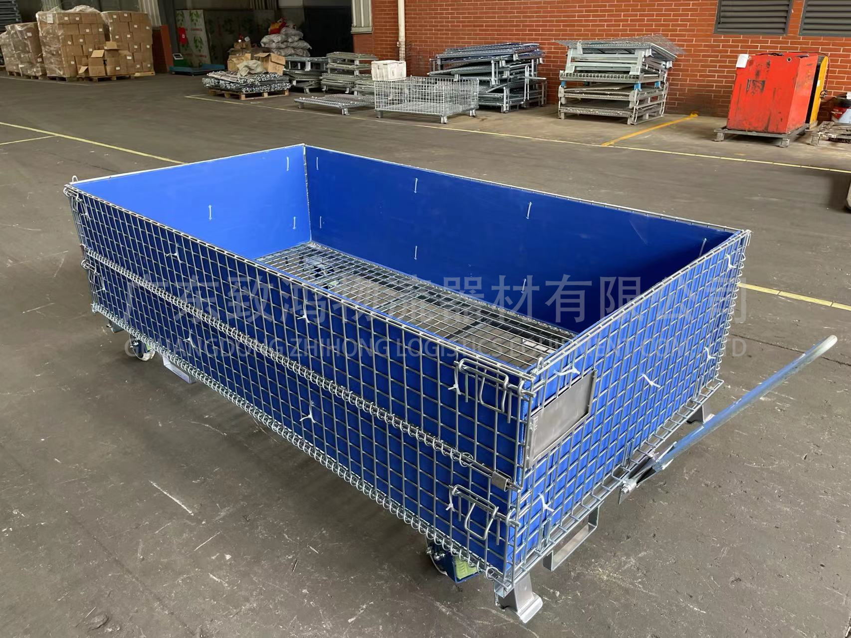 Wire Container with Casters, Blue PP sheets