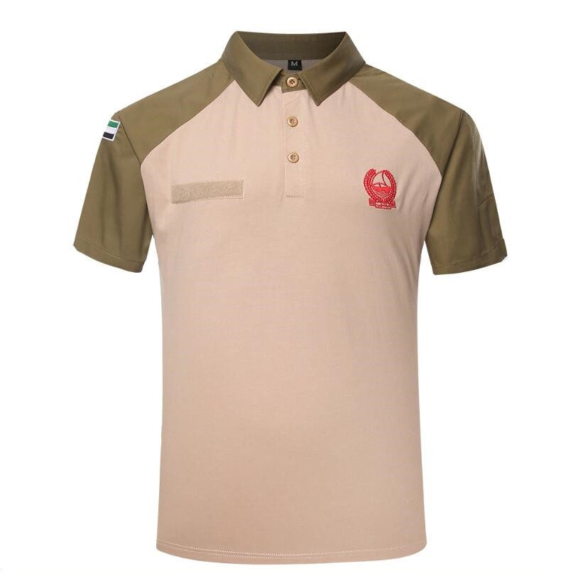 Dubai Khaki Color Men Polo Shirt Army Police Men′s Casual T Shirt