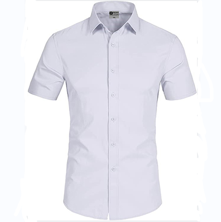 Customize Cotton Blank Short Sleeve Slim Dress Shirt for Men