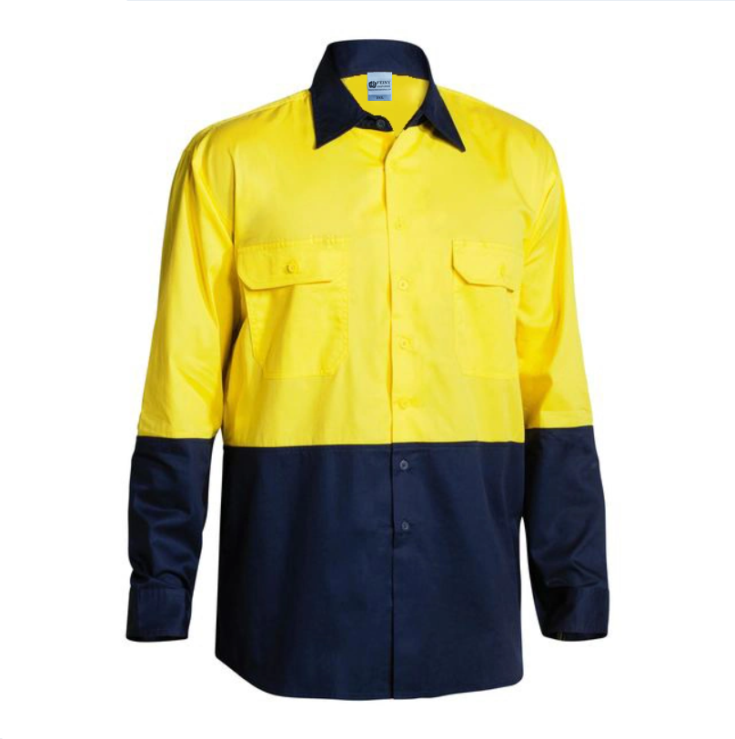 Two Tone Long Sleeve Work Shirt Men′s Hi Vis Long Sleeve Safety Work Wear Shirts