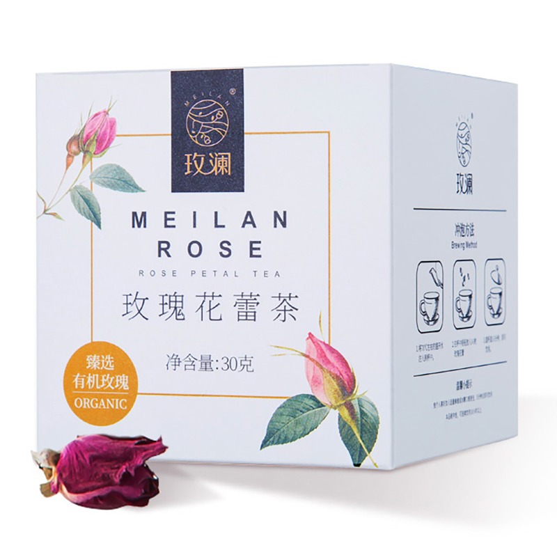 玫澜 有机玫瑰花蕾茶 干花蕾养生茶叶泡水喝 无硫重瓣干玫瑰 30g盒装