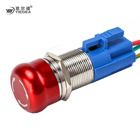 防水蘑菇头16mm19mm22mm自锁紧急停止金属按钮开关