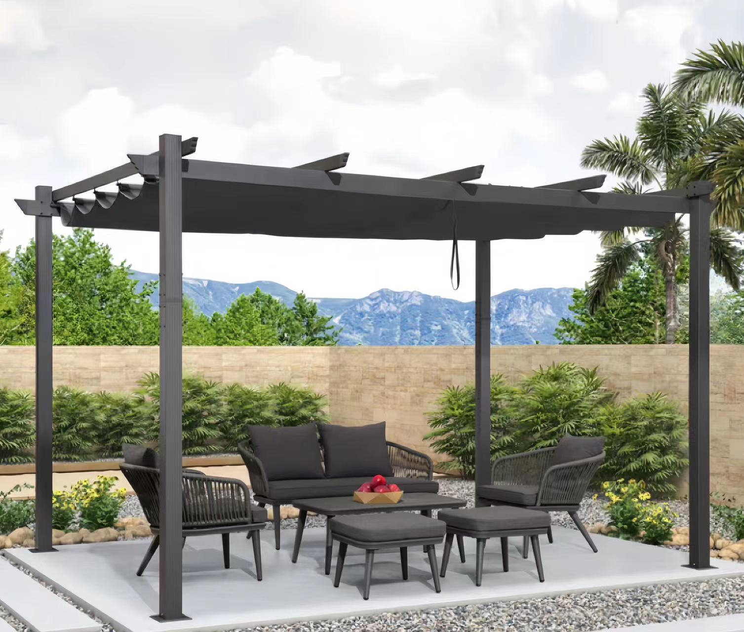 Outdoor Awing AW2302-Metal Pergola with Canopy