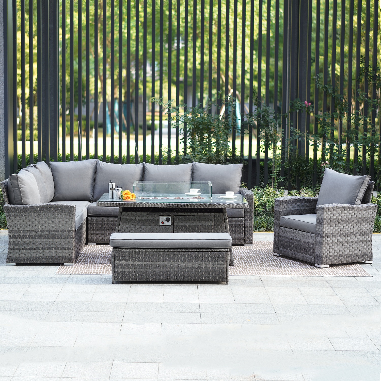 Modern Design & Durability: Sleek edges combined with full-round all-weather resin wicker give this long-lasting set a contemporary and elegant look. .