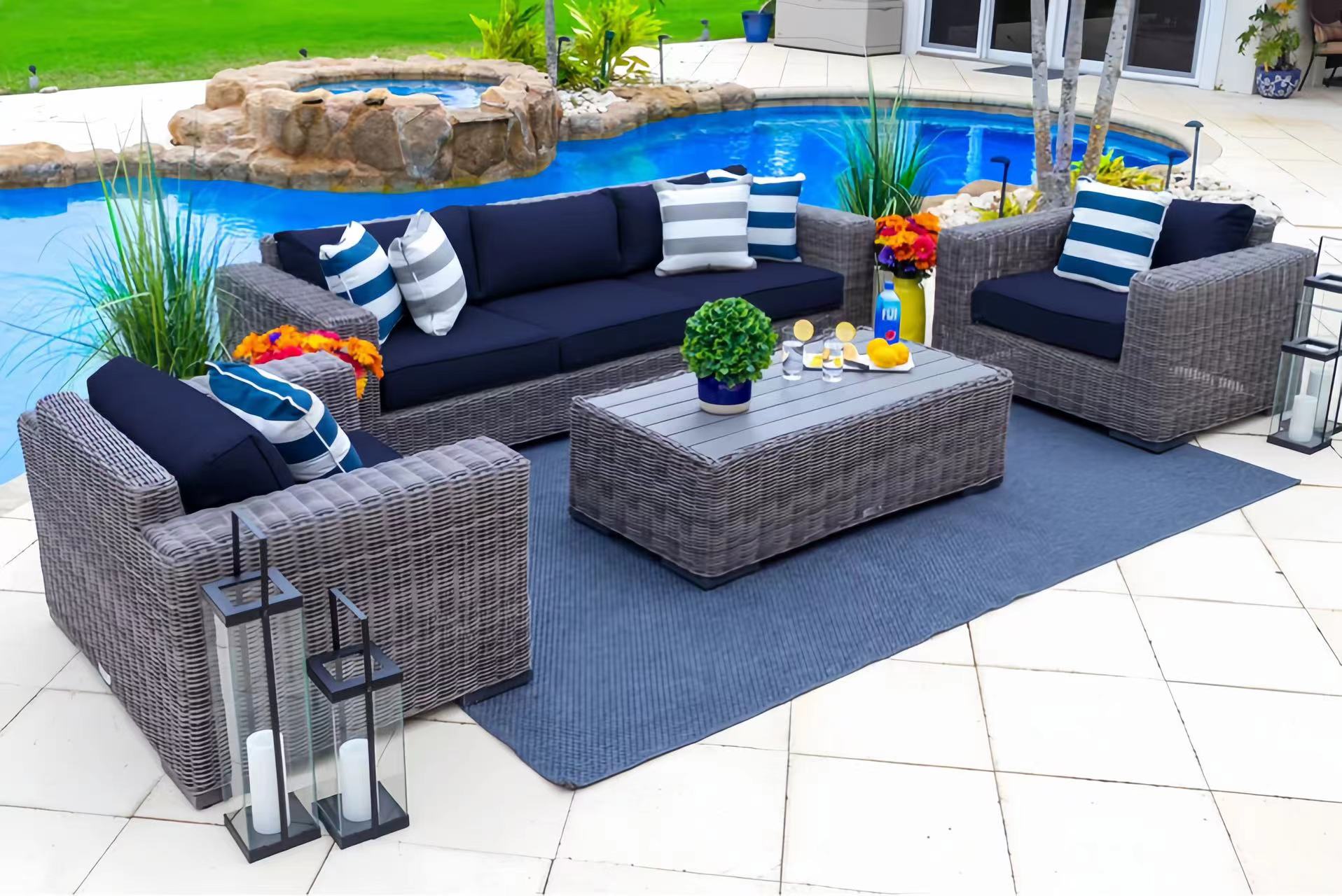 Relax with style in your outdoor space with the Malmo Collection. Complete with a three-seat sofa, two armchairs, and a coffee table, this set comes with everything you need to enjoy quality time with your guests and family on your patio.