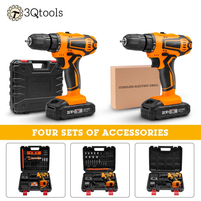 Power Tools Lithium/Li-ion Battery DC Charged Cordless Drill 21v