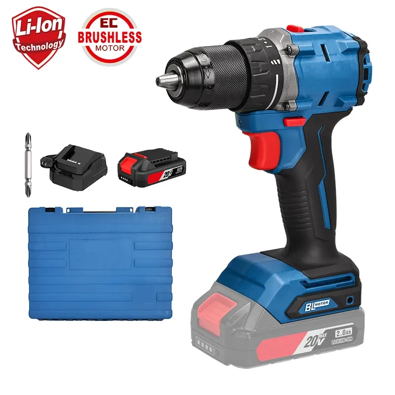 Multi Function Cordless Tools Drill 20V li-ion Battery Max Brushless Power Drill Set