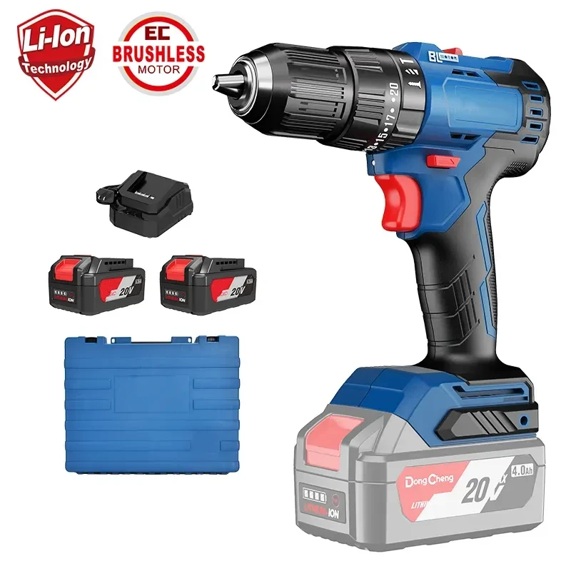 20V/4.0Ah Brushless Motor 2-Speed Cordless Hammer Drill With Soft Start Function