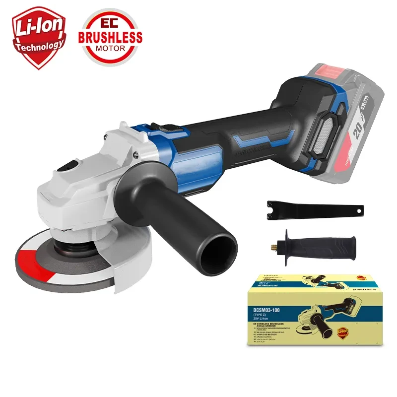 20V New Series Lithium-Ion Cordless Brushless Angle Grinder 100mm