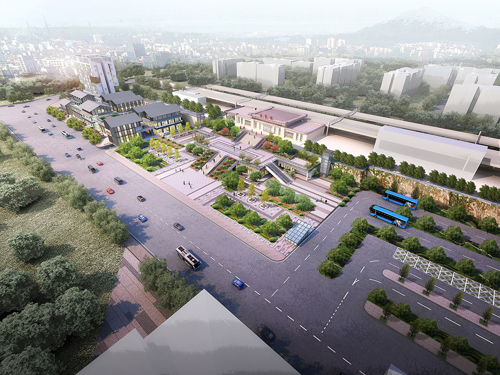 主图 双龙马寨站前广场及配套商业鸟瞰图