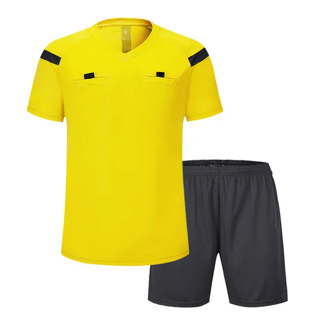 F061007 Soccer Jersey Professional Men Soccer Referee Uniform Referee Jersey Shorts Sets Football Referee Outfit Jersey