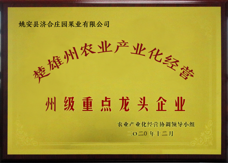 楚雄州授予“州級龍頭企業”