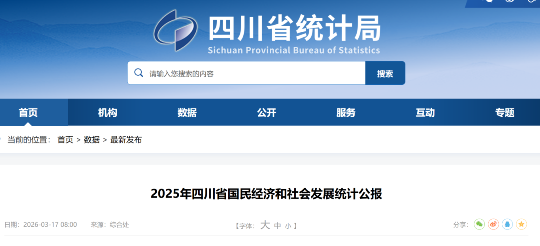 2025年四川人均可支配收入公布：人均可支配收入36120元！