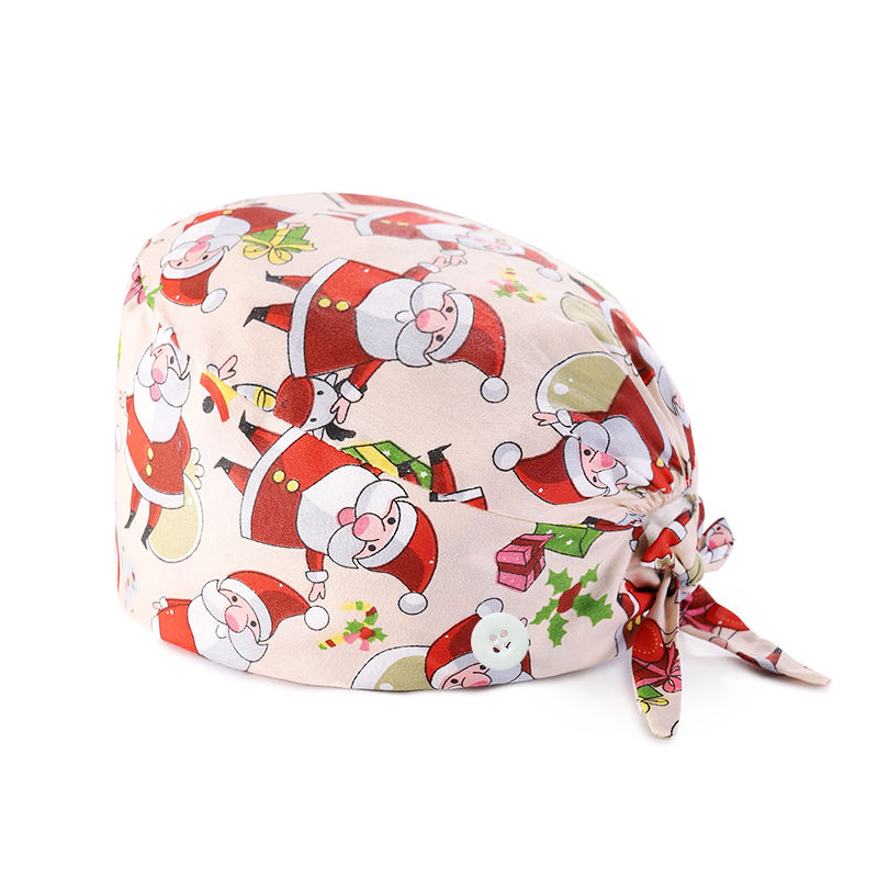 Hot sell Christmas surgical cap printed pure cotton work dust-proof doctor beauty cap YYFZ006