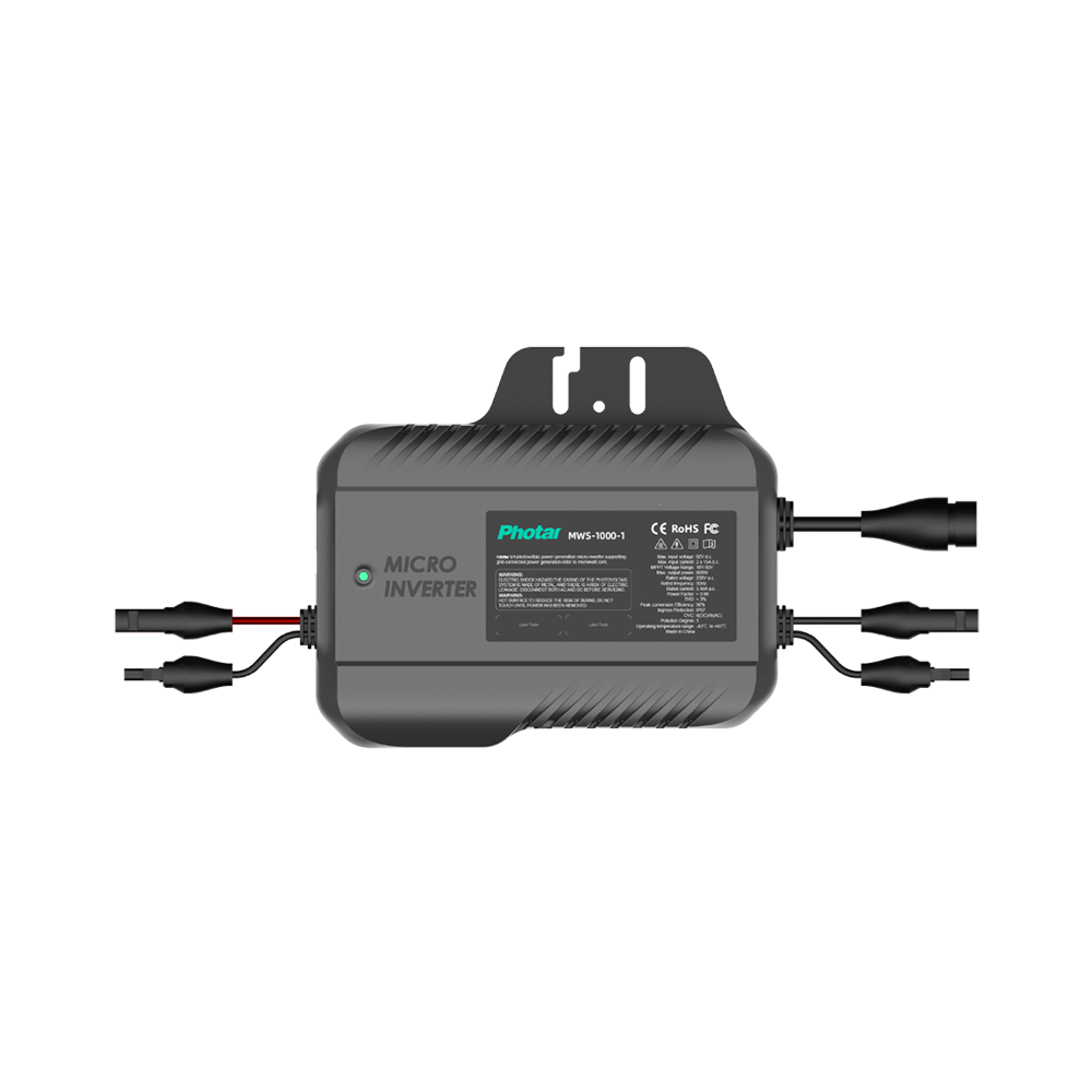 額定輸出功率：1kW
最大輸入電壓：60V
內(nèi)置1組MPPT組件級控制；
支持外接1個PV光伏組件;
支持外接電池（48V），離網(wǎng)工作；
支持安規(guī)、EMC、Rohs2.0、IP67認證