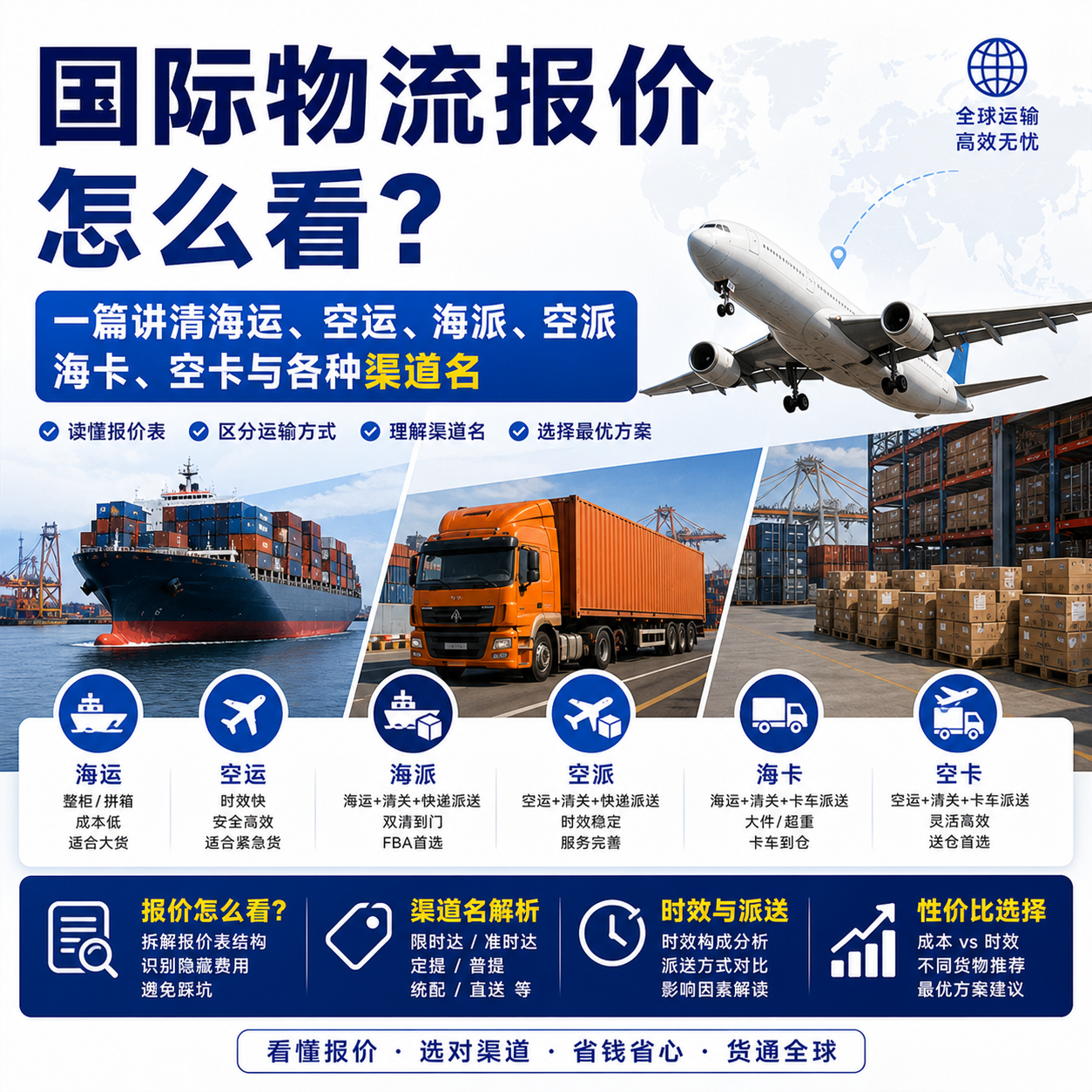 国际物流报价怎么看？一篇讲清海运、空运、海派、空派、海卡、空卡与各种渠道...