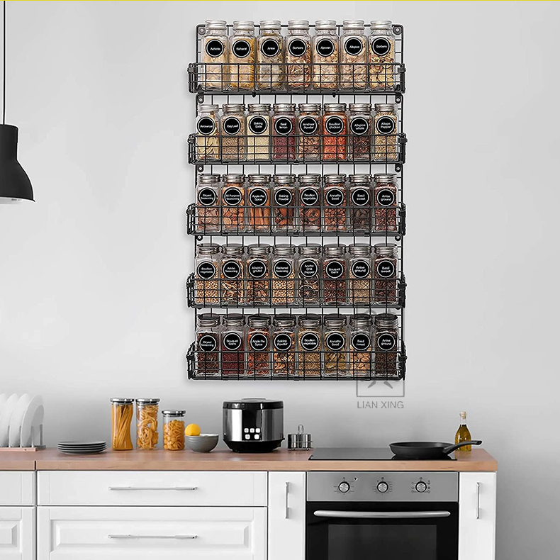 wall mounted 5 lier spice rack