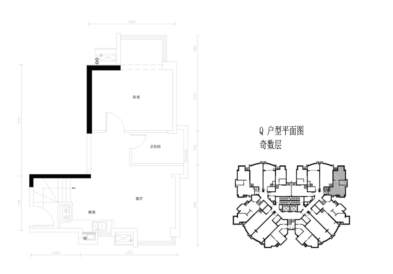 两室一厅一卫（房租3600元/月）