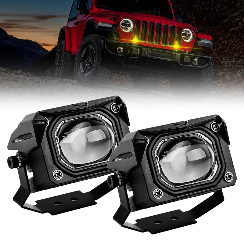 LED Light Pod 60W 8000LM Motorcycles LED Driving Lights Fog Lights Amber & White Projector Aux Spotlight for HARLEY truck bike