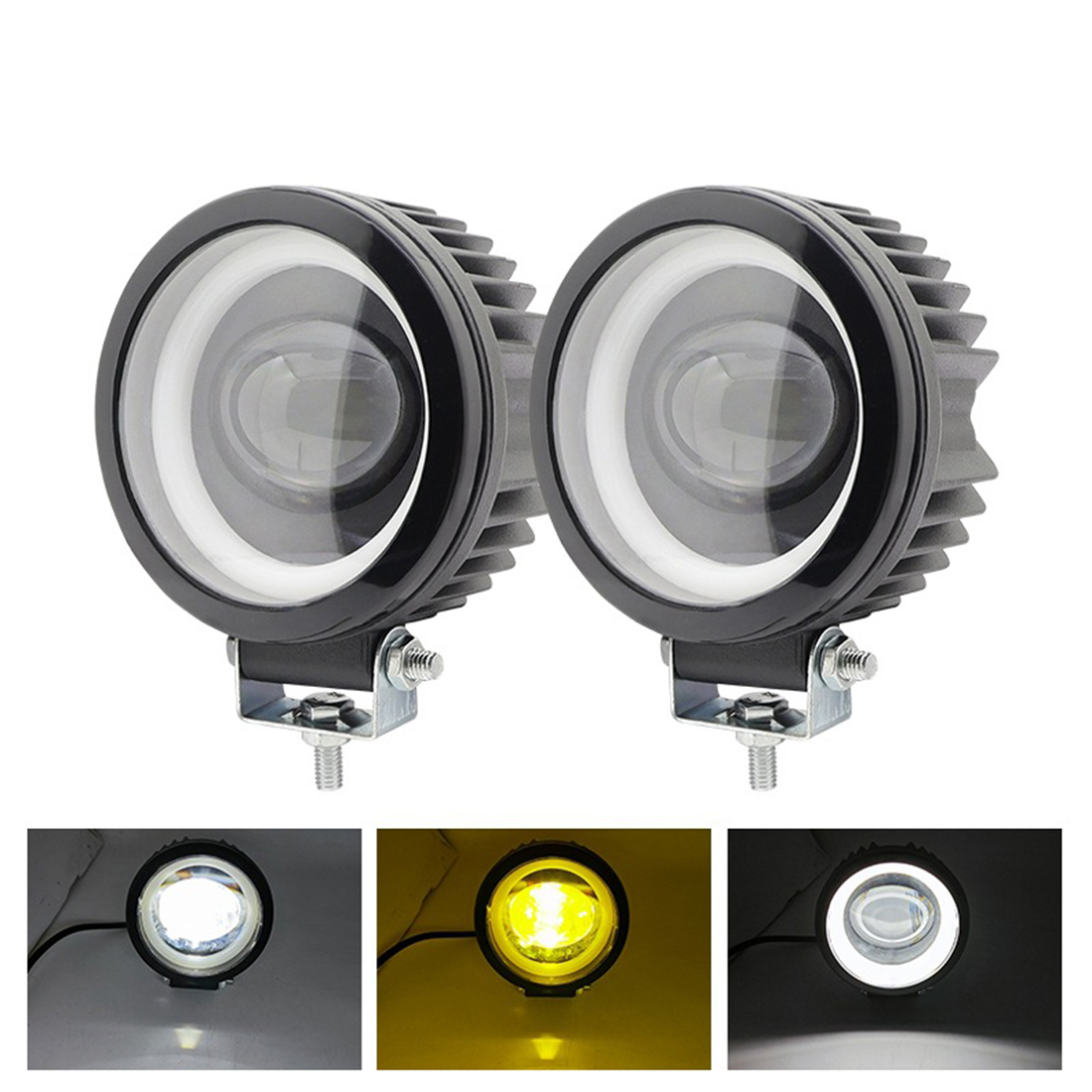 4'' 40W LED Work Light Angel Eye Fog Lamp Driving Running Daytime Off road Led Spotlight Motorcycle Headlight for ATV SUV Truck