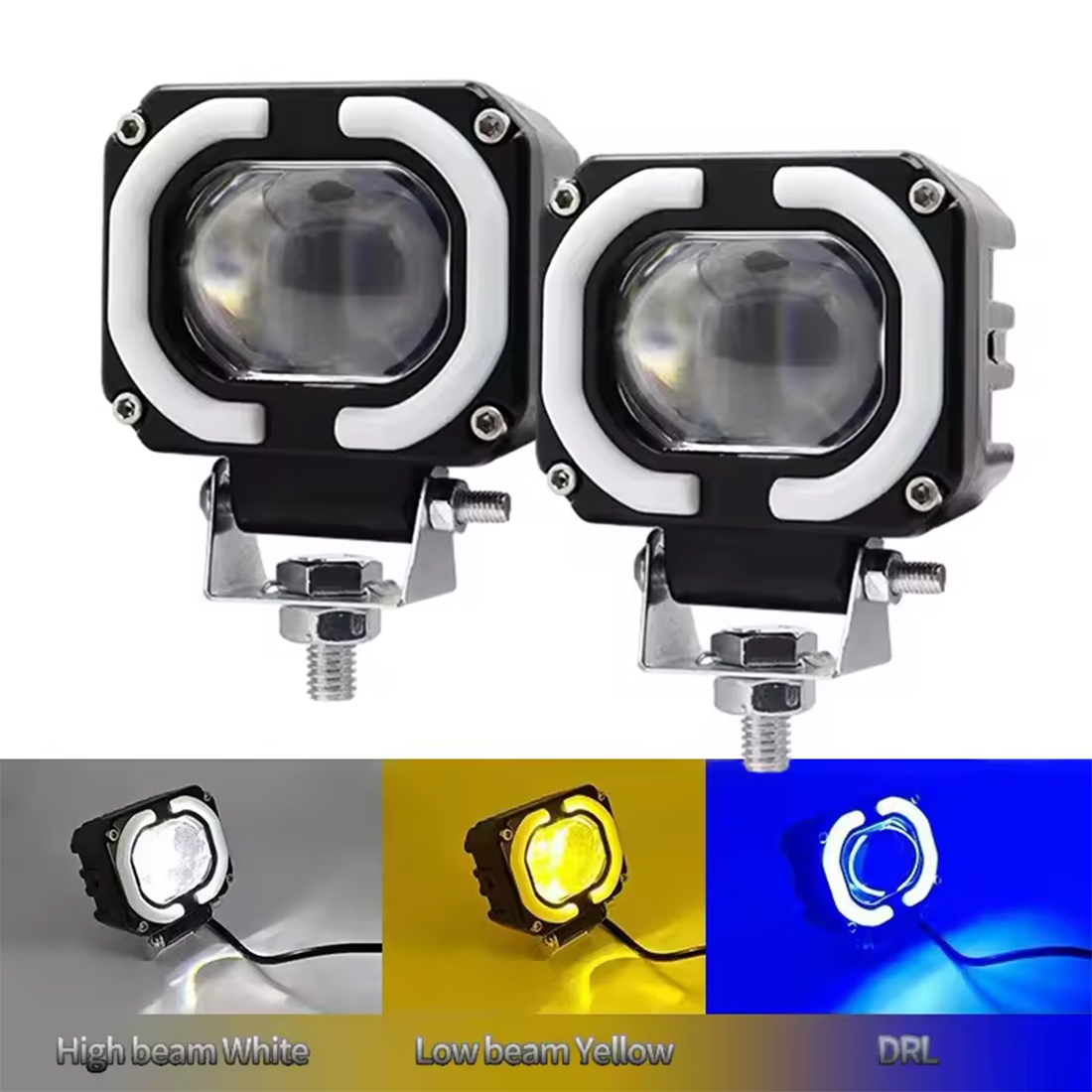 RCJ LED Motorcycle Lights LED Spotlights 60W Waterproof Auxillary Motorcycle Spot Lights LED Fog/Driving Head Lights