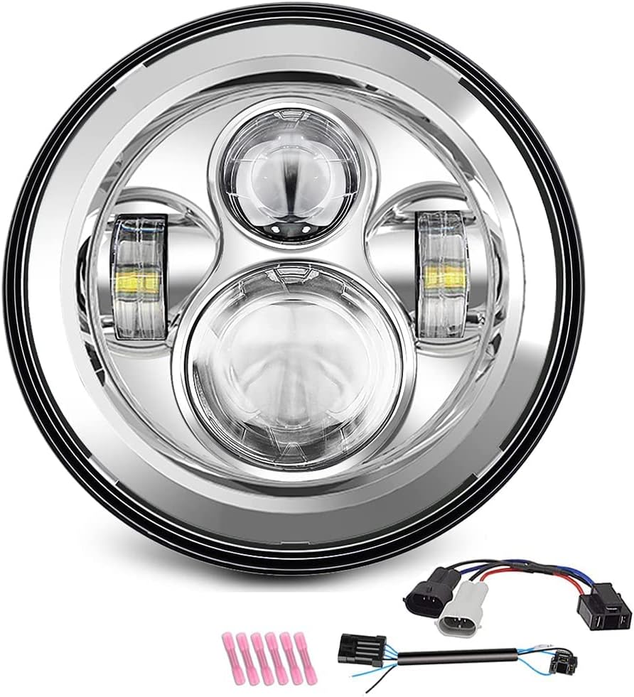 7-inch circular LED headlights with EMC are compatible with Harley and others
