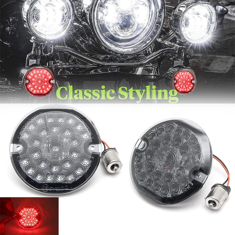 3-1/4 Inch Rear Turn Signal Light 1156 Rear Motorcycle Running Light Brake Lamp for Softail Electra Glide Ultra Classic Road King (Red)
