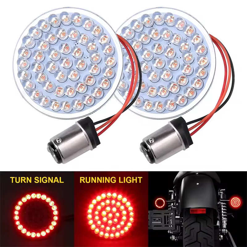 Pair 2 inch LED Rear Turn Signals Lights Motorcycle 1156 2” Bullet Style Red Brake light For FXD Dyna Super Glide 2002-2010 Sportster XL883 2002-2014