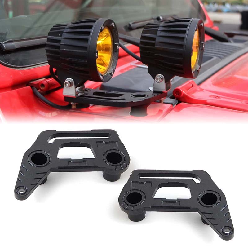 A Pillar Windshield Light Mounting Bracket Windshield Hinge Mounting Brackets for Jeep JL, Car Insulated Hood Light Mount for JL