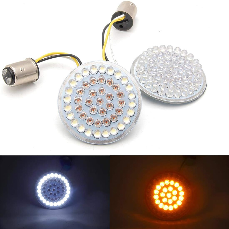 Double 2-inch LED front turn signal lights for motorcycles 1156 2 