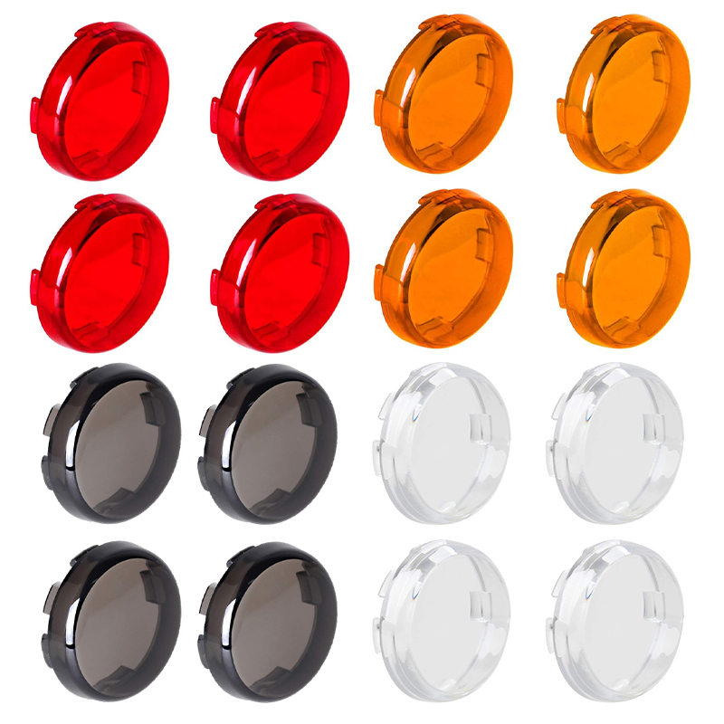 Bullet head turn signal light lens cover compatible with Harley Sports Street Glider King soft fur, complete set, amber, red, black, white