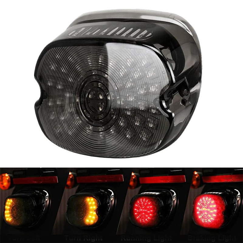 Motorcycle Smoked LED Tail Light Integrated Brake Turn Signals License Plate Light Low Profile Taillights for Sportster 883 1200, FXDL, FLST, Electra Road Glide, Dyna
