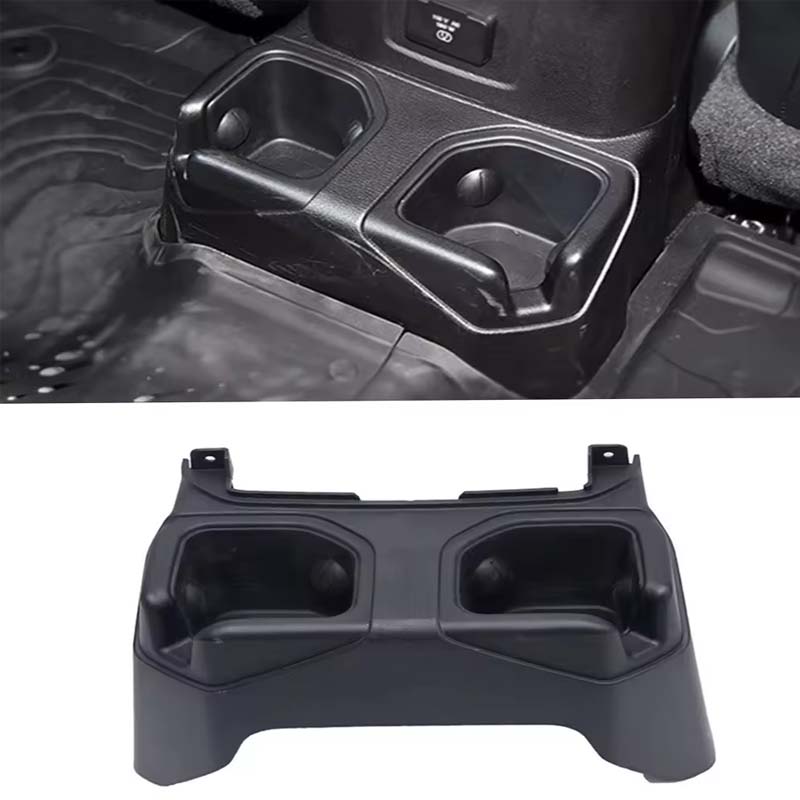 Double Hole Black ABS Car Back Seat Cup Holder Floor Console Mounted Drink Holder for Jeep Wrangler JL 2018+
