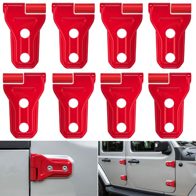 8Pcs Red Door Hinge Trim Cover Kit For Jeep Wrangler JL 2018 2019 4-Door Car Accessories