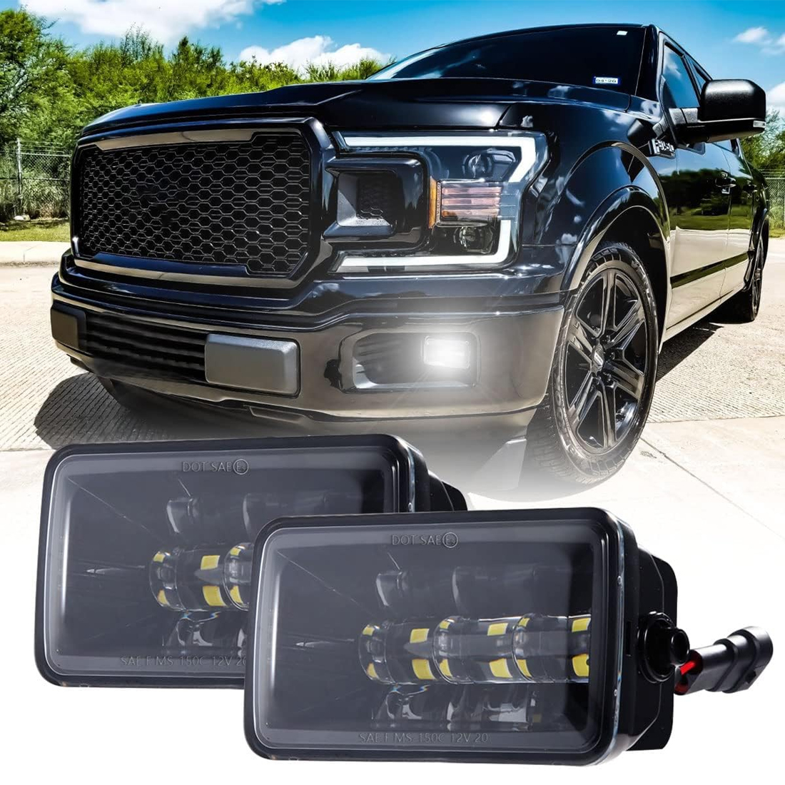 LED Fog Lights Kit for 2015-2020 Ford F150 - 4 Inch 36W Waterproof Bumper Lamps Set, 1 Pair