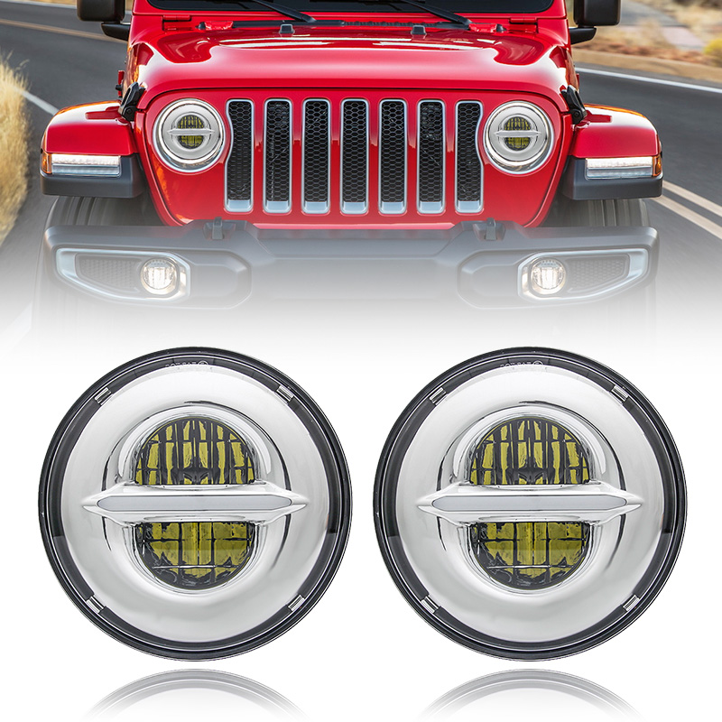 7-inch Jeep headlights with daytime running lights, white amber turn signal 2019 new headlights - silver
