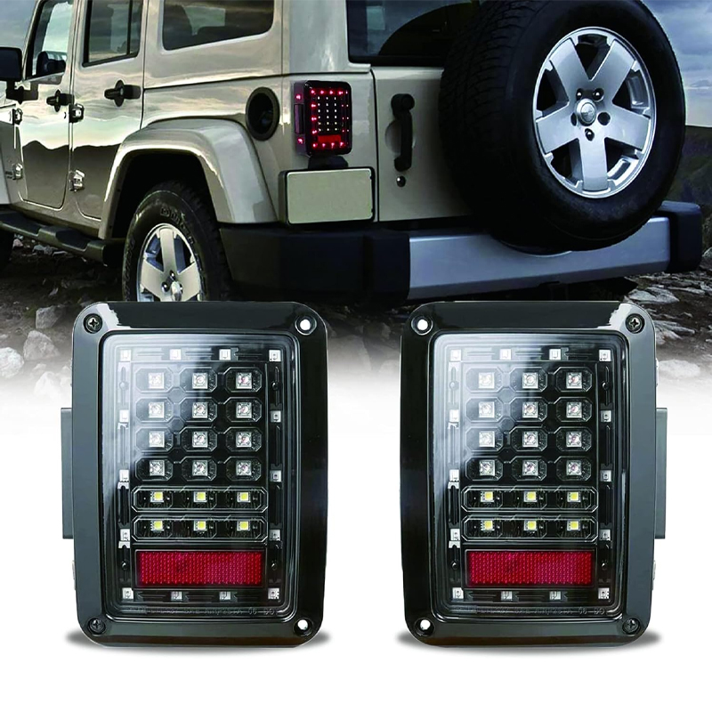 JK Tail Lights Assembly Rear Lamp Taillight w/Brake Light & Turn Signal Compatible With Jeep Wrangler JK JKU 2007-2018 (Clear Lens)