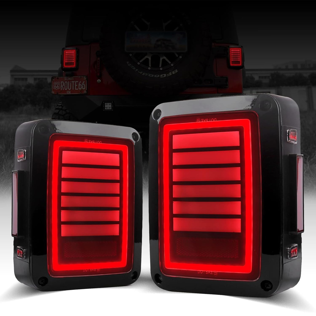 Rear Tail Light LED Replacement for Jeep Wrangler JK JKU [Smoke Lens] [Plug n Play] - LED Brake Light Compatible with Jeep Wrangler JK JKU Unlimited Accessories 2007-2018 Gen6 Smoke