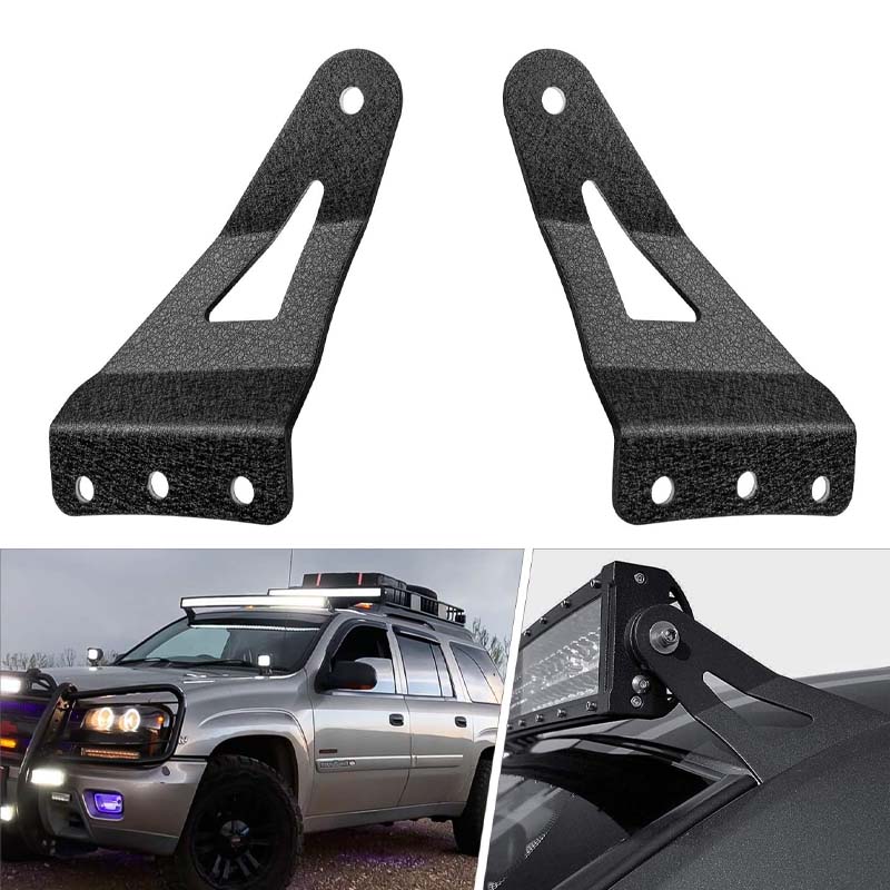 54 inch Curved LED Light Bar Bracket at Upper Windshield Roof Cab for Chevy Silverado Suburban Avalanche Tahoe GMC Yukon Sierra